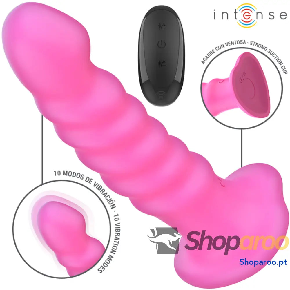 INTENSE - VIBRADOR CINDY TAMANHO L DESIGN ESPIRAL 10 VIBRAÇÕES ROSA CONTROLE REMOTO