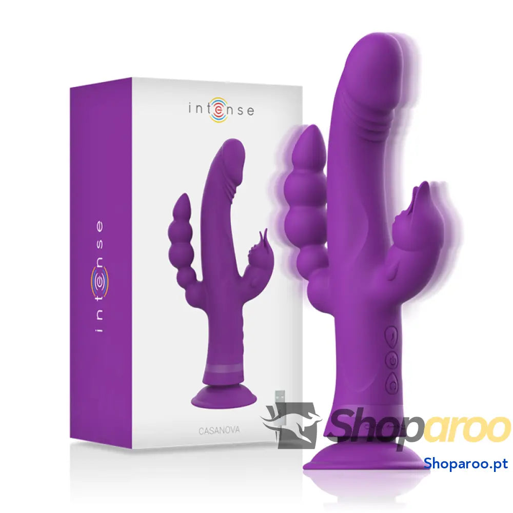 INTENSE - VIBRADOR DE SILICONE CASANOVA COELHO TRIPLO MOTOR ROXO