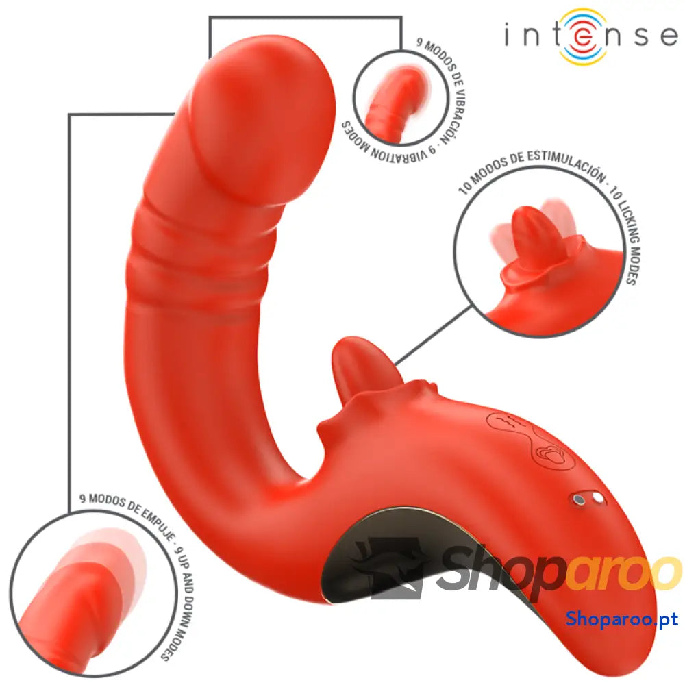 INTENSE - VIBRADOR E ESTIMULADOR PAULINA EM FORMATO U VERMELHO
