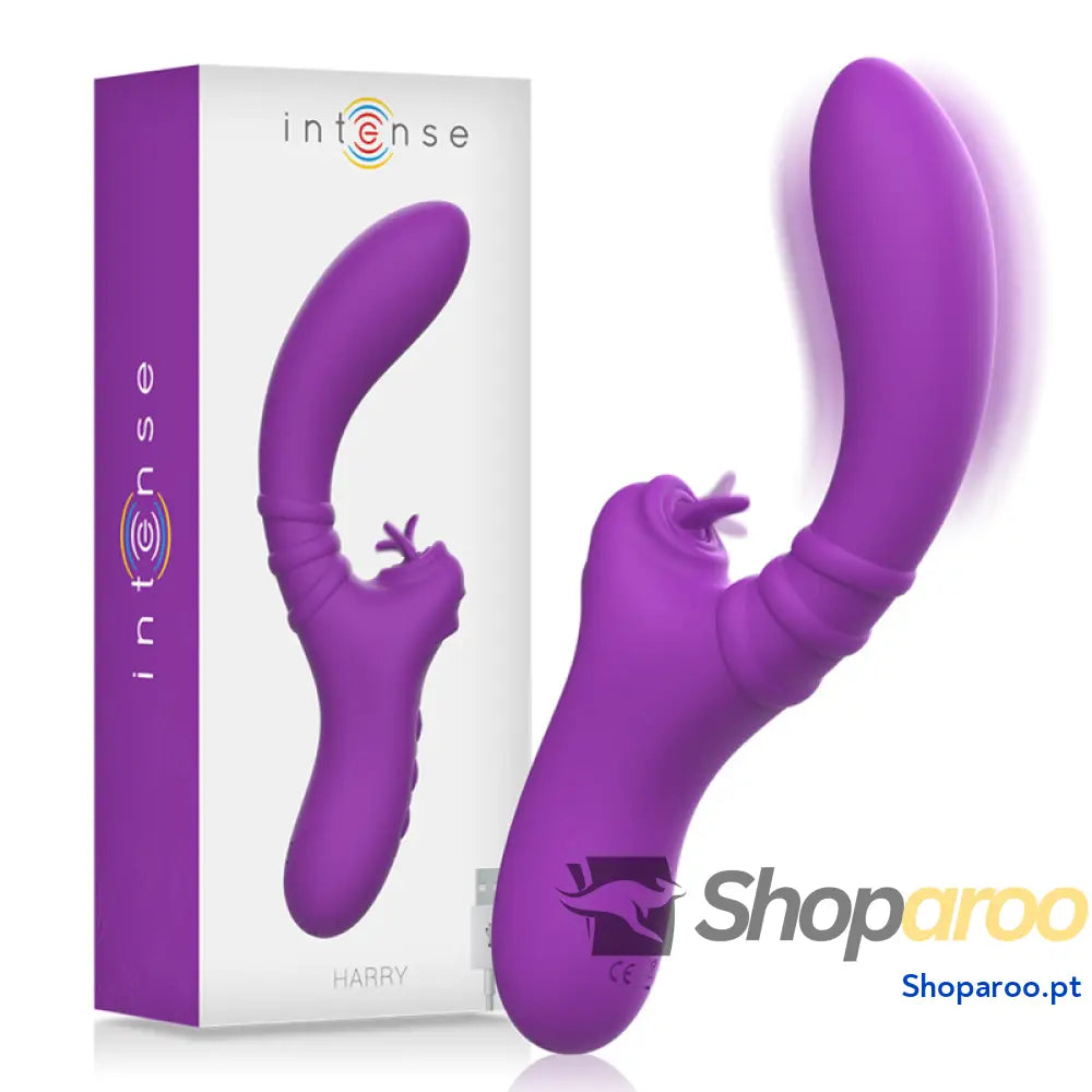 INTENSE - VIBRADOR FLEXÍVEL HARRY COM LÍNGUA ROXA