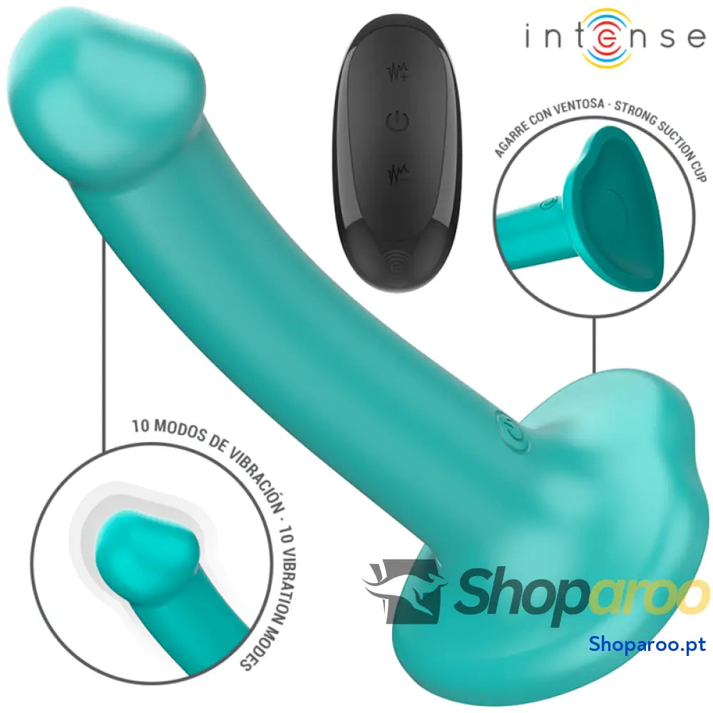 INTENSE - VIBRADOR KATIE COM VENTOSA 10 VIBRAÇÕES CONTROLE REMOTO AZUL