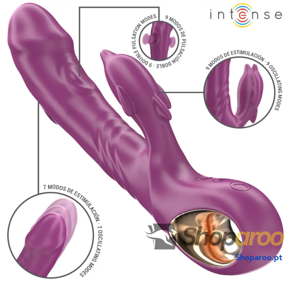 INTENSE - VIBRADOR MULTIFUNCIONAL HALLE COM LÍNGUA ESTIMULANTE DE GOLFINHOS ROXO