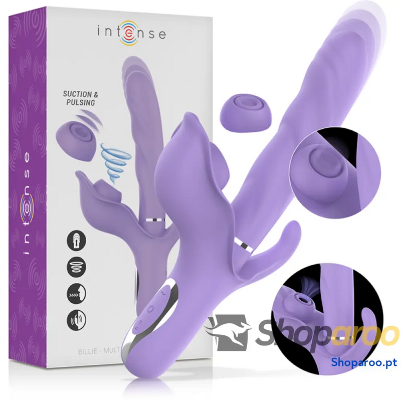 INTENSE - VIBRADOR MULTIFUNCIONAL RECARREGÁVEL BILLIE ESTIMULANDO ONDAS COM BOTÃO ROXO