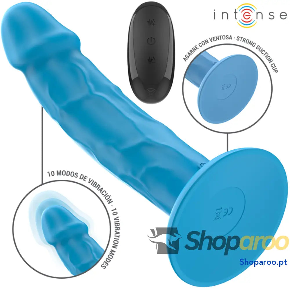 INTENSE - VIBRADOR REALÍSTICO PHOEBE 10 VIBRAÇÕES CONTROLE REMOTO AZUL