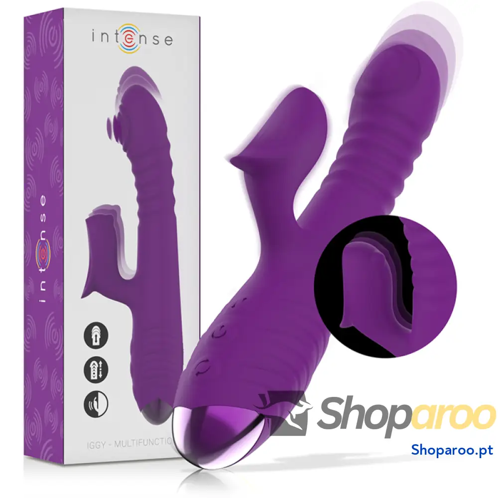 INTENSE - VIBRADOR RECARREGVEL MULTIFUNO IGGY PARA CIMA E PARA BAIXO COM ESTIMULADOR CLITÓRICO ROXO