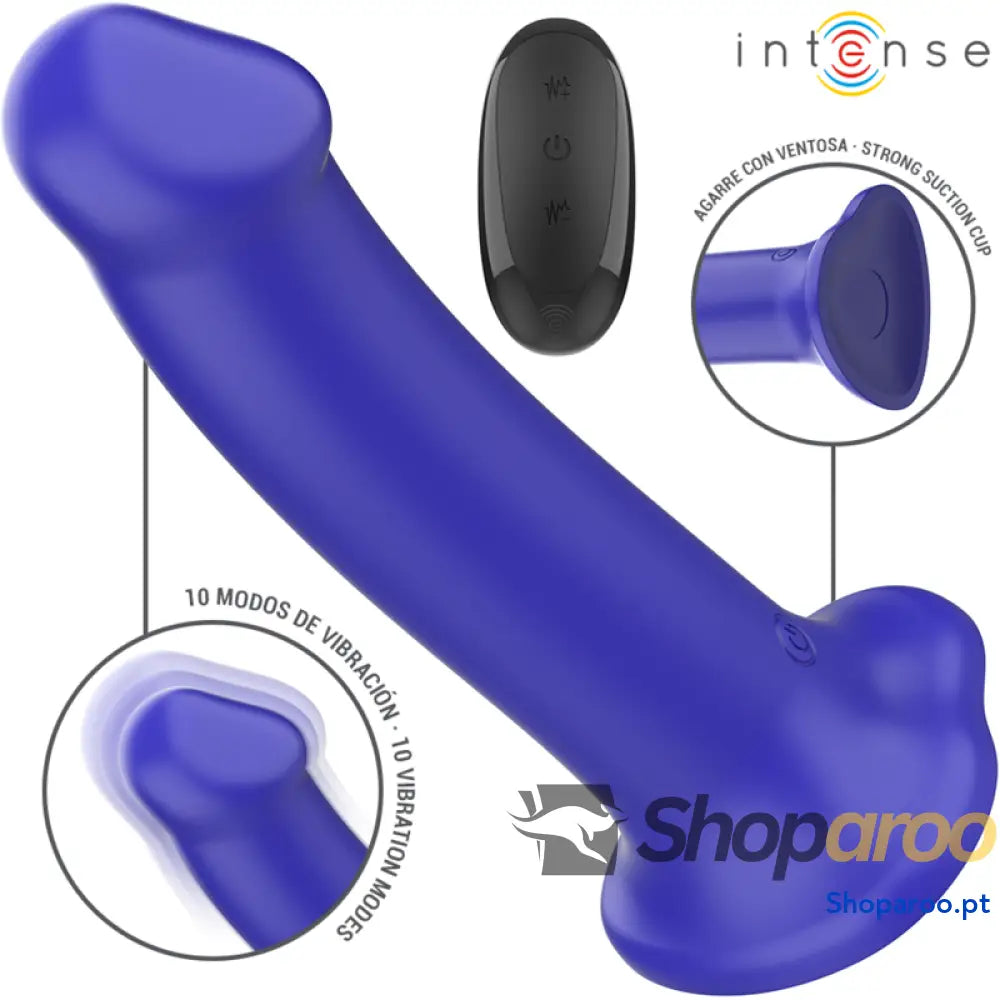 INTENSE - VIBRADOR VICTORIA COM VENTOSA 10 VIBRAÇÕES AZUL ESCURO CONTROLE REMOTO