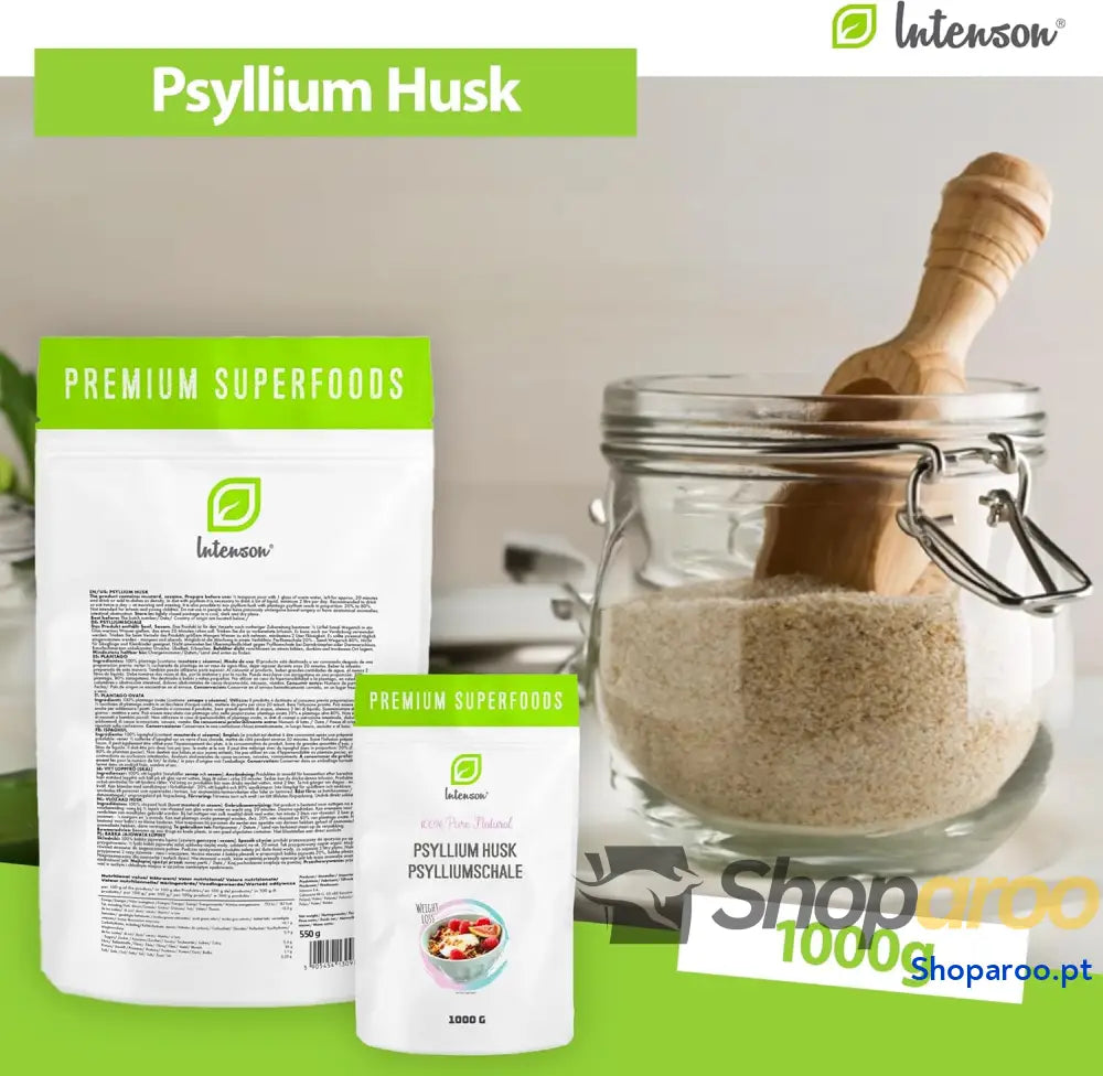 Hulha de psyllium pura 1 kg para saúde digestiva e trânsito intestinal regular
