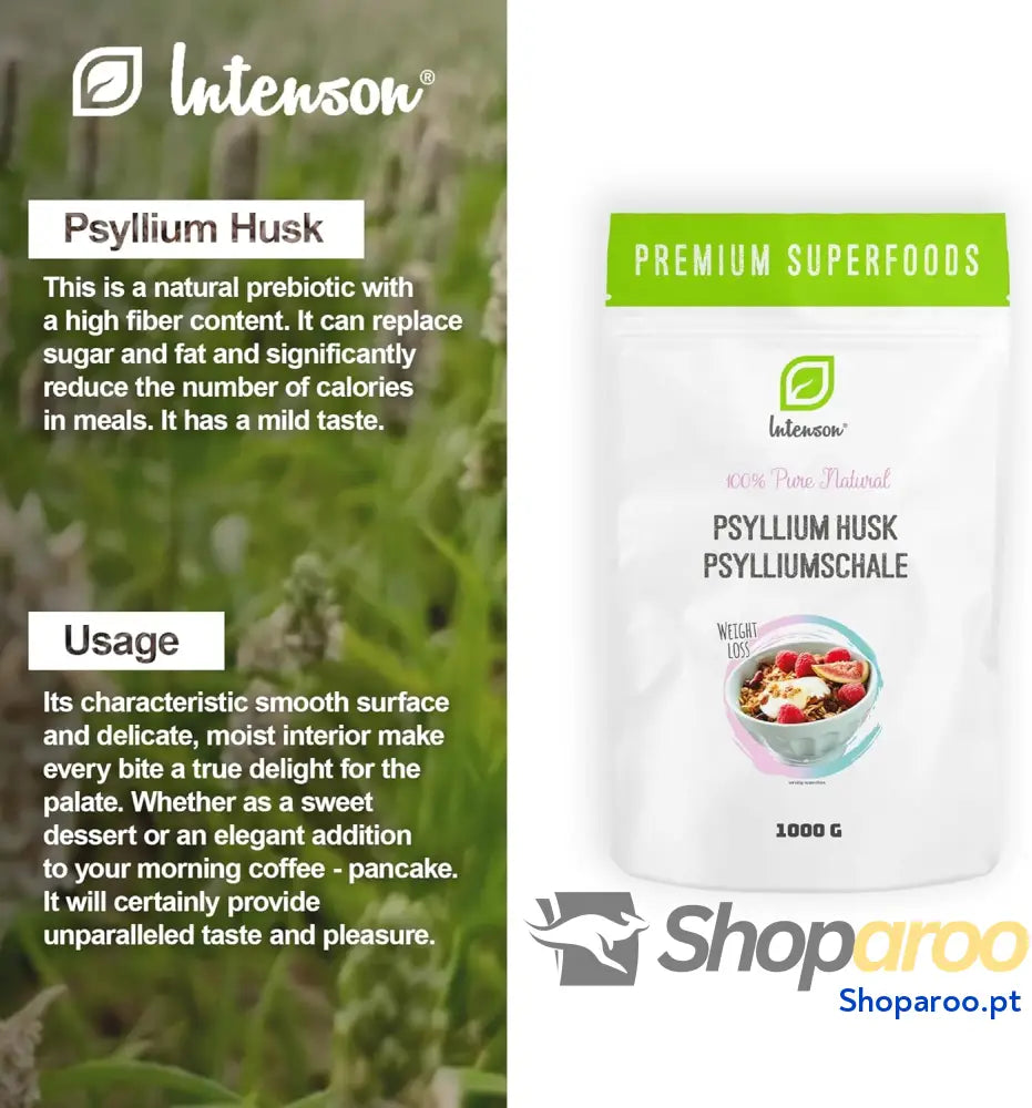 Hulha de psyllium pura 1 kg para saúde digestiva e trânsito intestinal regular