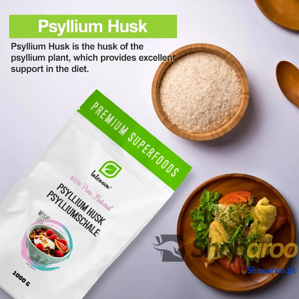 Hulha de psyllium pura 1 kg para saúde digestiva e trânsito intestinal regular