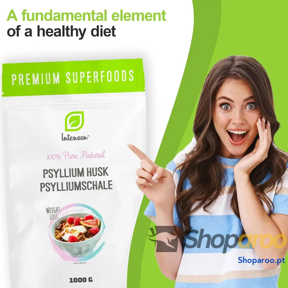 Hulha de psyllium pura 1 kg para saúde digestiva e trânsito intestinal regular