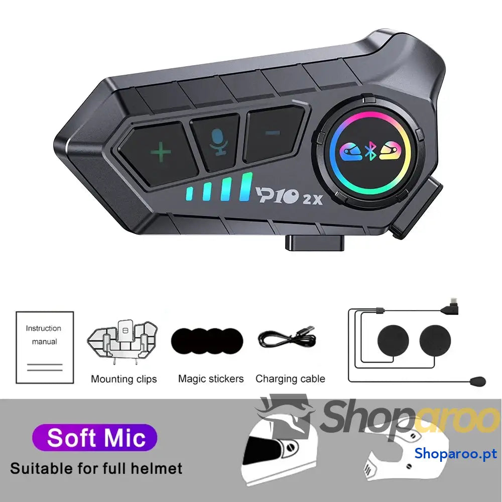 Intercomunicador Bluetooth para Capacete de Moto à Prova Água 300M