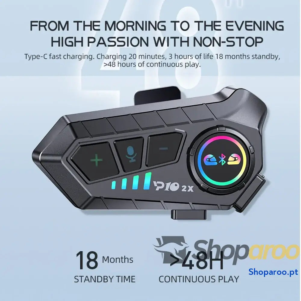 Intercomunicador Bluetooth para Capacete de Moto à Prova Água 300M