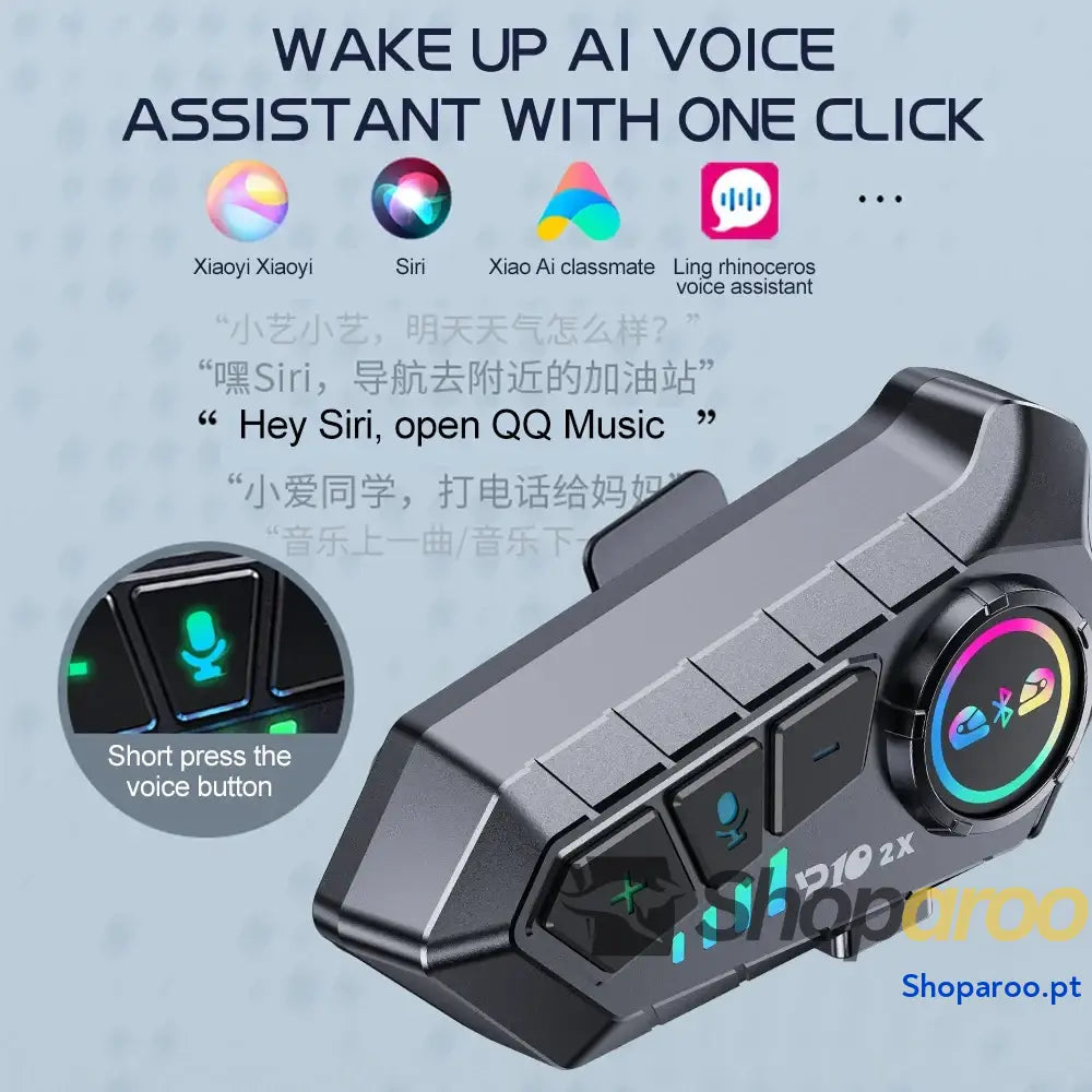 Intercomunicador Bluetooth para Capacete de Moto à Prova Água 300M