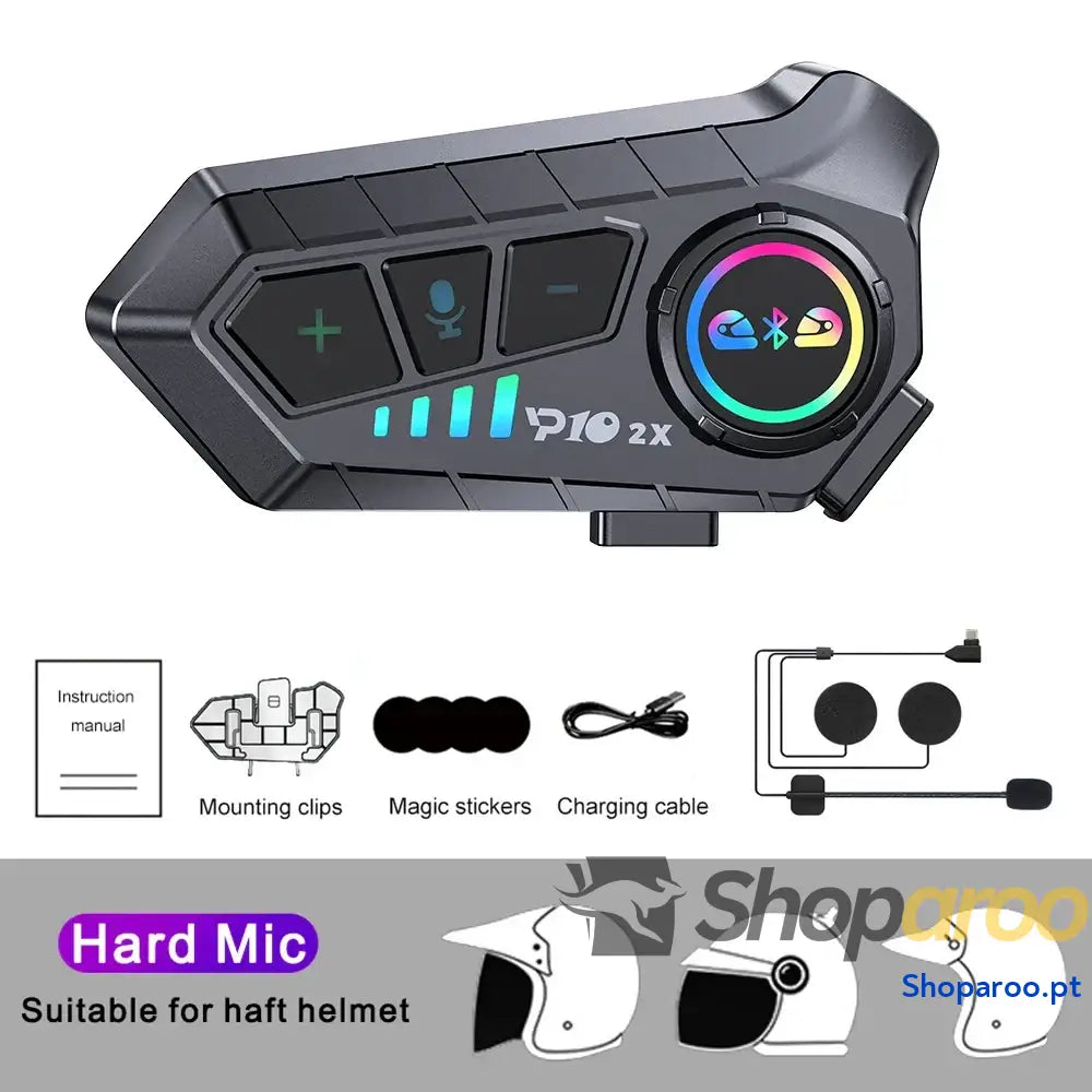 Intercomunicador Bluetooth para Capacete de Moto à Prova Água 300M