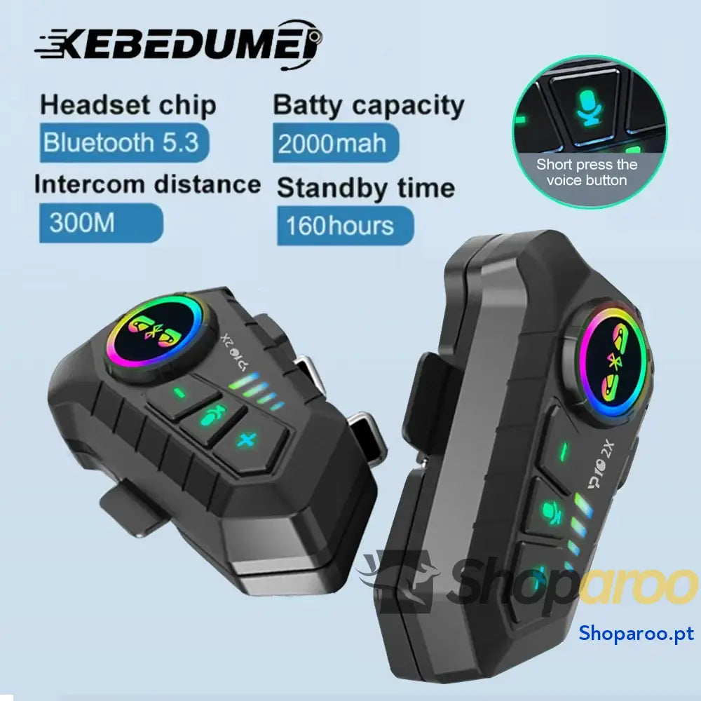Intercomunicador Bluetooth para Capacete de Moto à Prova Água 300M