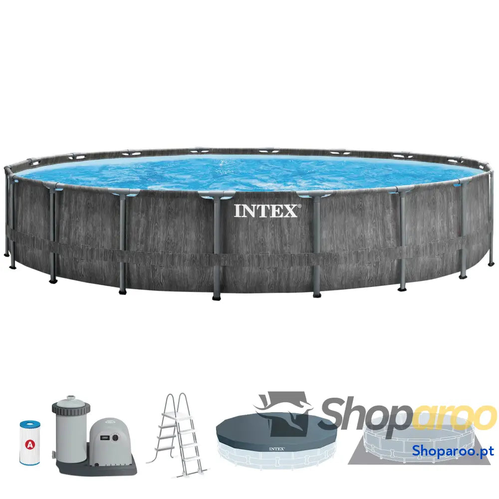 Intex 26742NP Piscina desmontável 457 x 122 cm com filtro de cartucho 3785 litros/hora tipo A piscina Greywood Prism