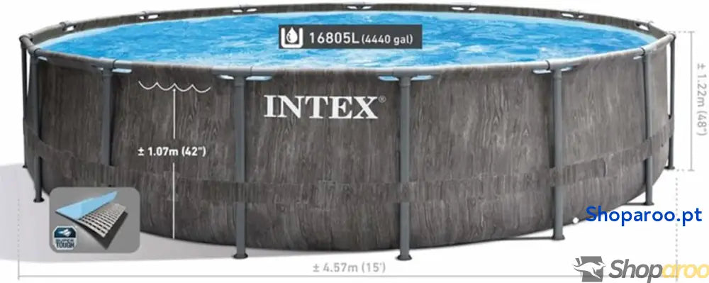 Intex 26742NP Piscina desmontável 457 x 122 cm com filtro de cartucho 3785 litros/hora tipo A piscina Greywood Prism