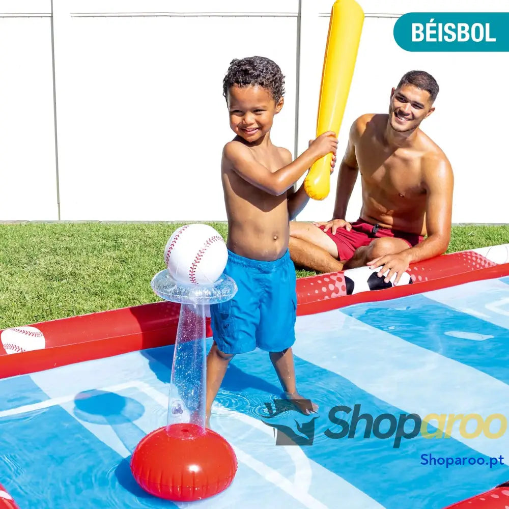 Intex 57147NP Centro de jogos aquáticos insuflável INTEX para crianças medidas 325 x 267 102 cm 470 litros voleibol