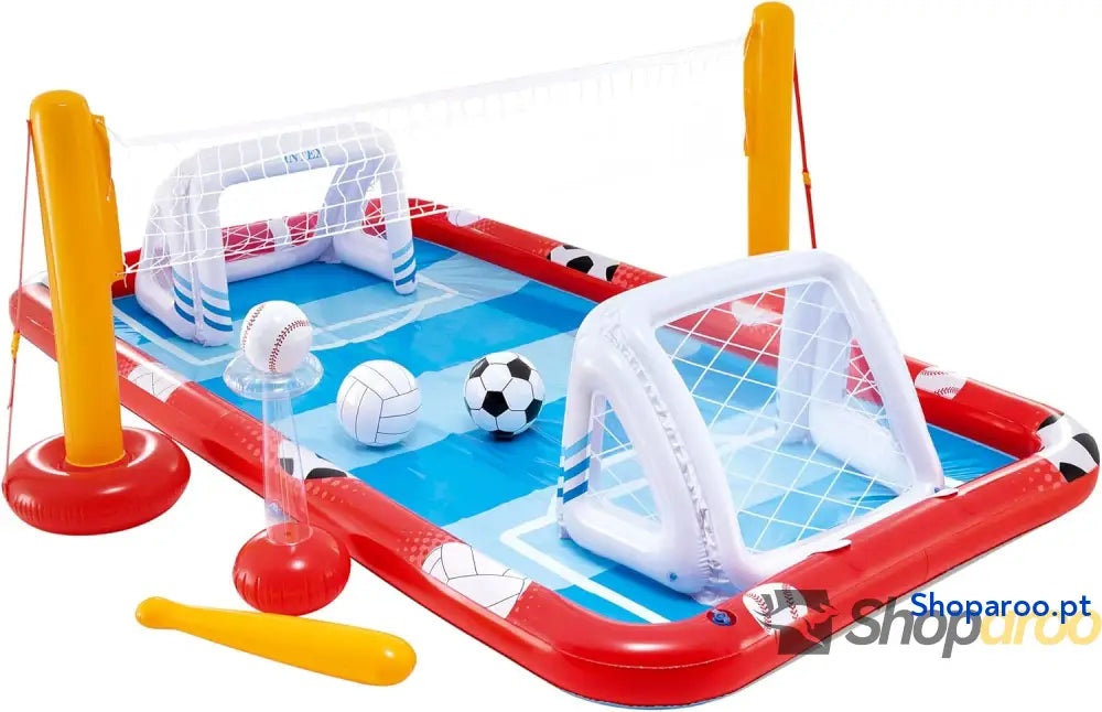 Intex 57147NP Centro de jogos aquáticos insuflável INTEX para crianças medidas 325 x 267 102 cm 470 litros voleibol