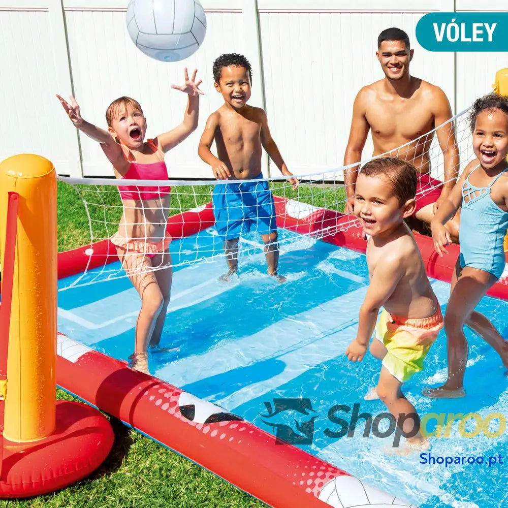 Intex 57147NP Centro de jogos aquáticos insuflável INTEX para crianças medidas 325 x 267 102 cm 470 litros voleibol