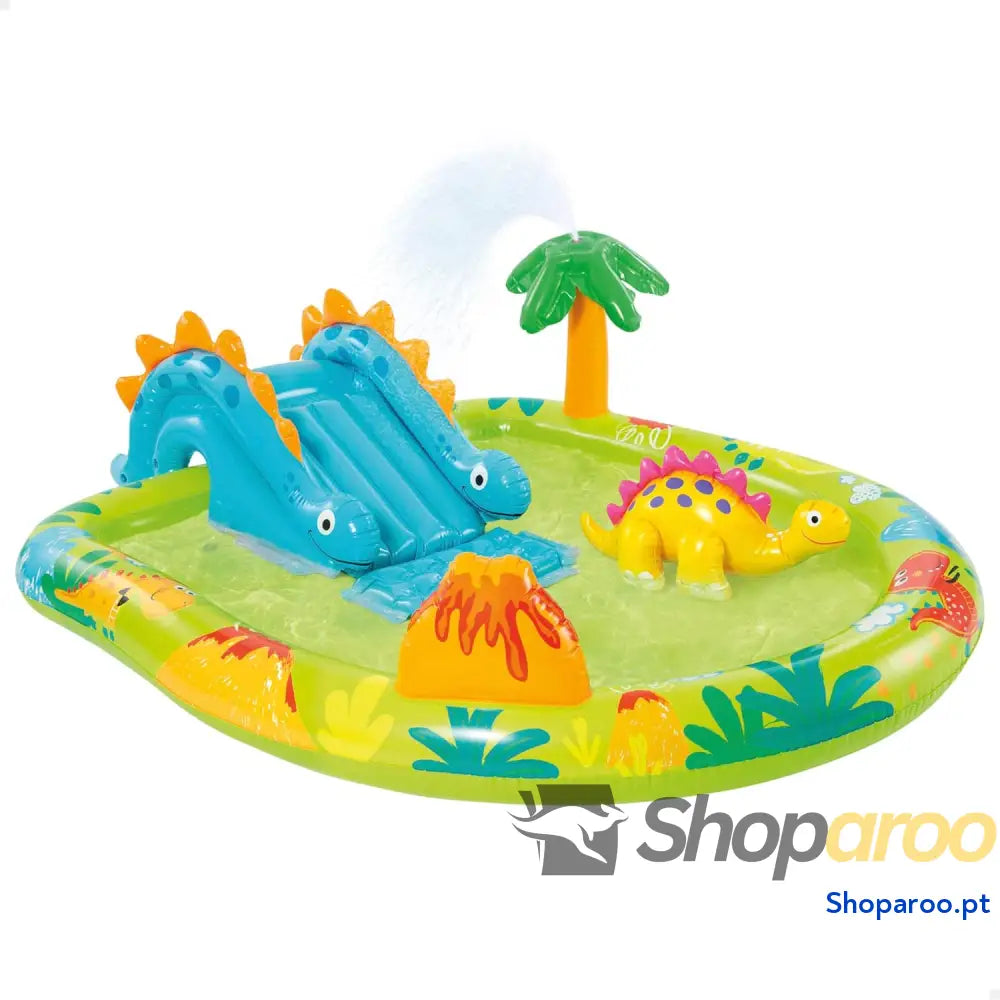 INTEX 57166 Piscina infantil insuflável com dispersor de água e escorrega dinossauro centro jogos para crianças