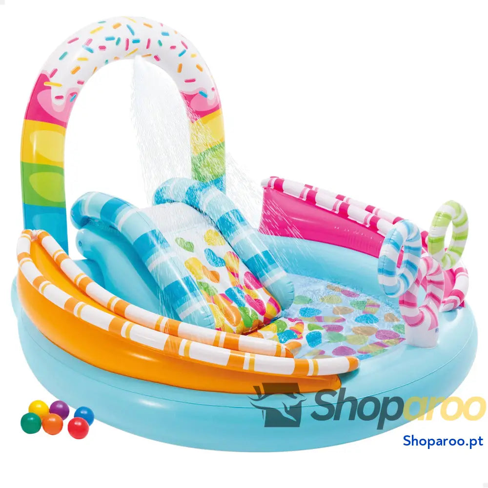 Intex 57453NP — Piscina insuflável com atividades arco íris 297 x 193 135 cm 206 e 175 litros