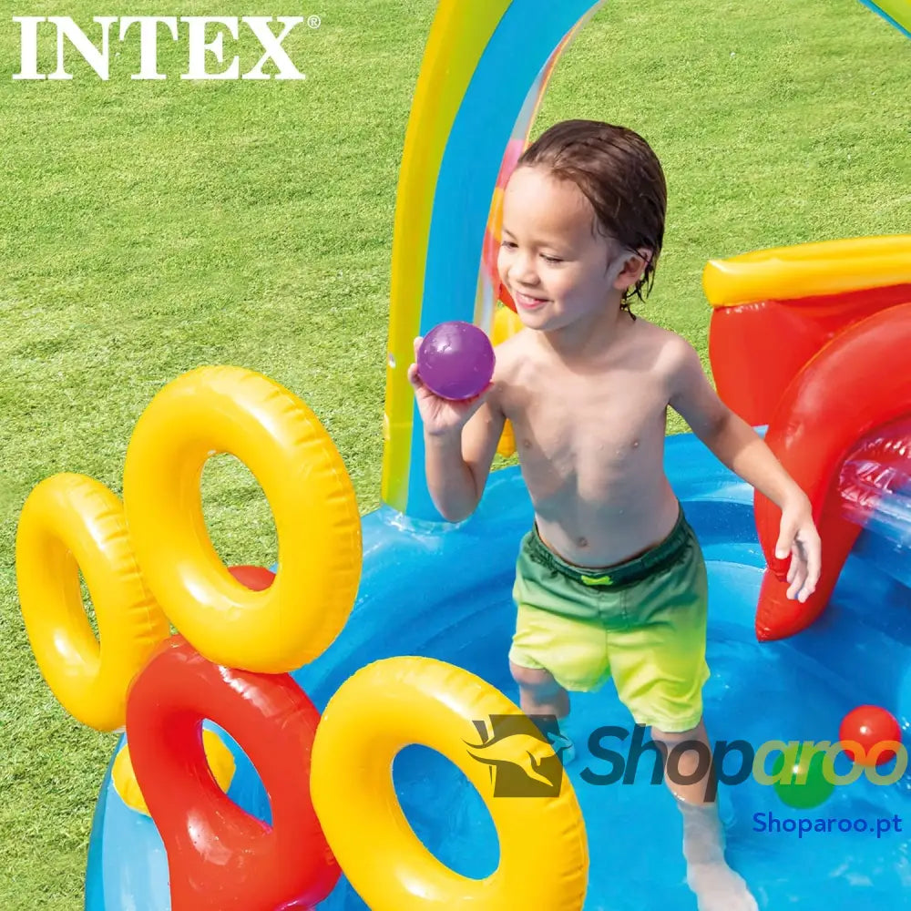 Intex 57453NP — Piscina insuflável com atividades arco íris 297 x 193 135 cm 206 e 175 litros