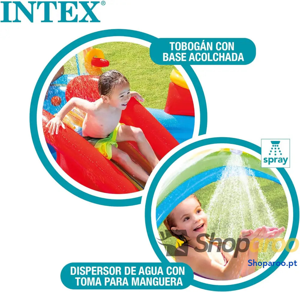 Intex 57453NP — Piscina insuflável com atividades arco íris 297 x 193 135 cm 206 e 175 litros