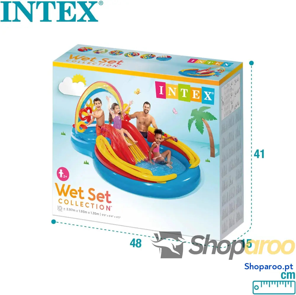 Intex 57453NP — Piscina insuflável com atividades arco íris 297 x 193 135 cm 206 e 175 litros