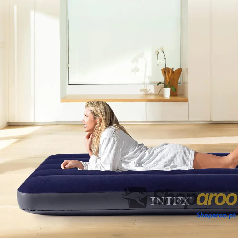 Intex Colchão insuflável Dura Beam cama de ar para campismo cor azul