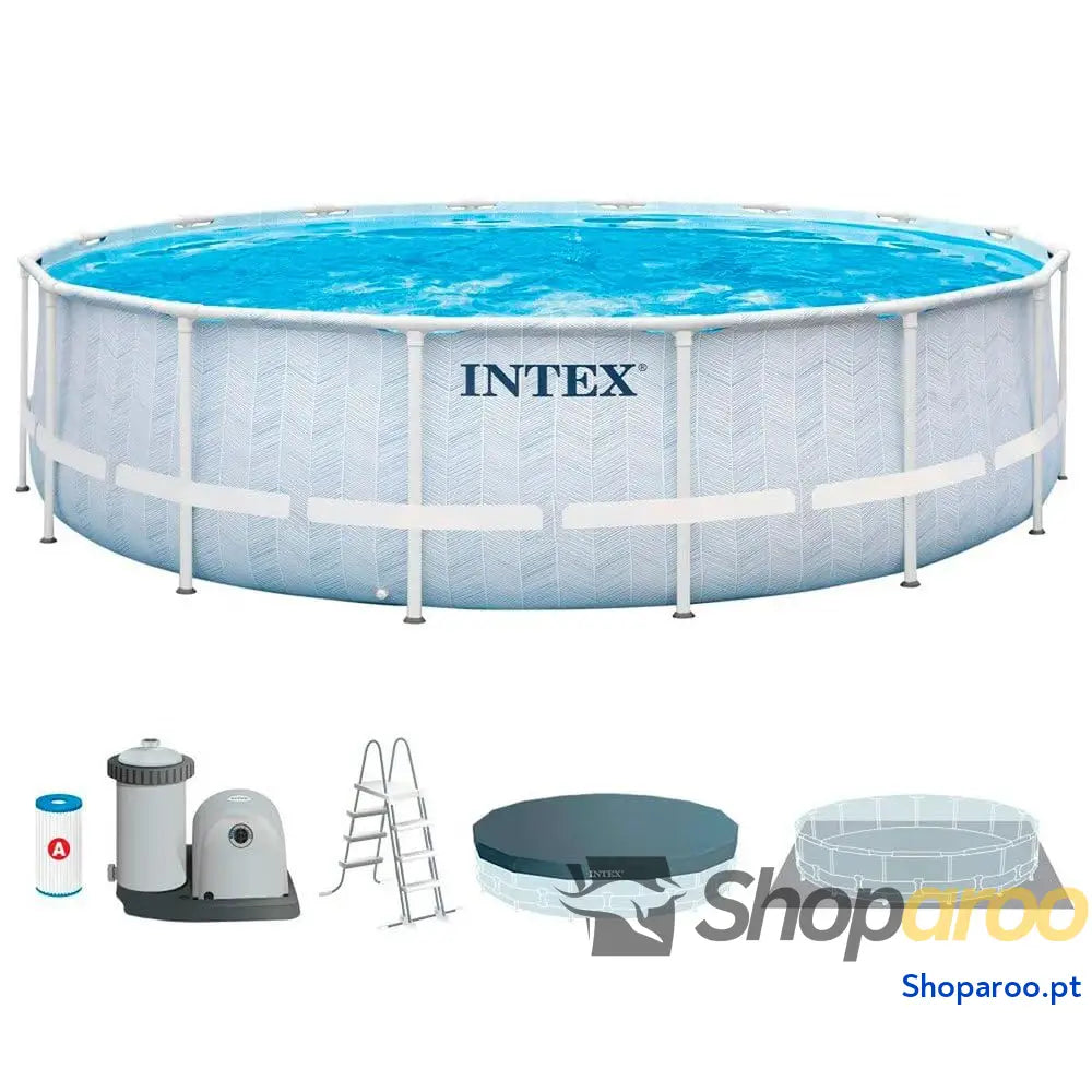 Intex Piscina desmontável retangular Chevron Prism Frame Premium medidas 400 x 200 100 cm capacidade de 6,836 litros