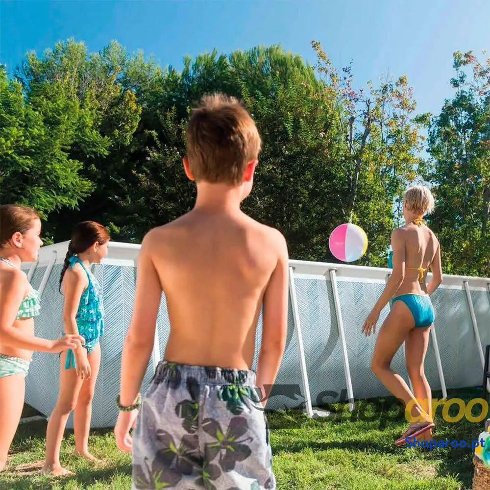 Intex Piscina desmontável retangular Chevron Prism Frame Premium medidas 400 x 200 100 cm capacidade de 6,836 litros