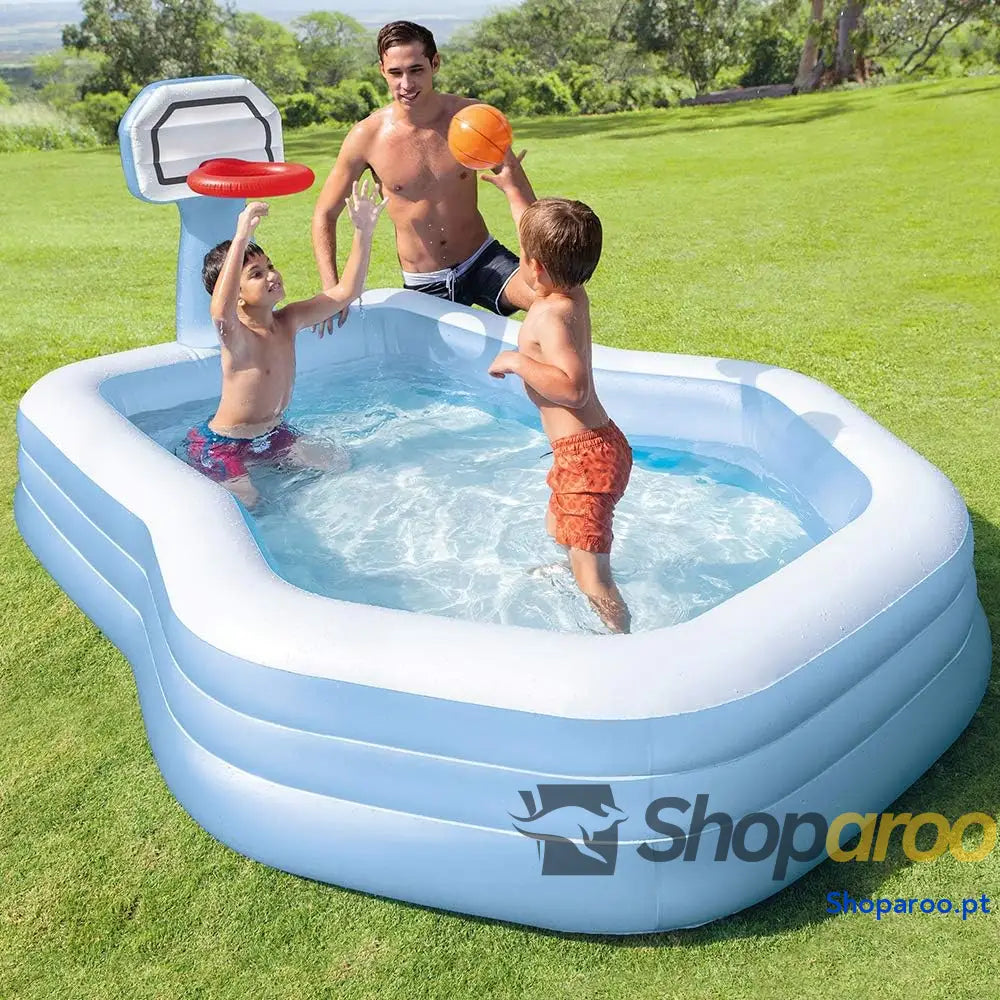 INTEX Piscina infantil com cesta de basquetebol e bola (57183)