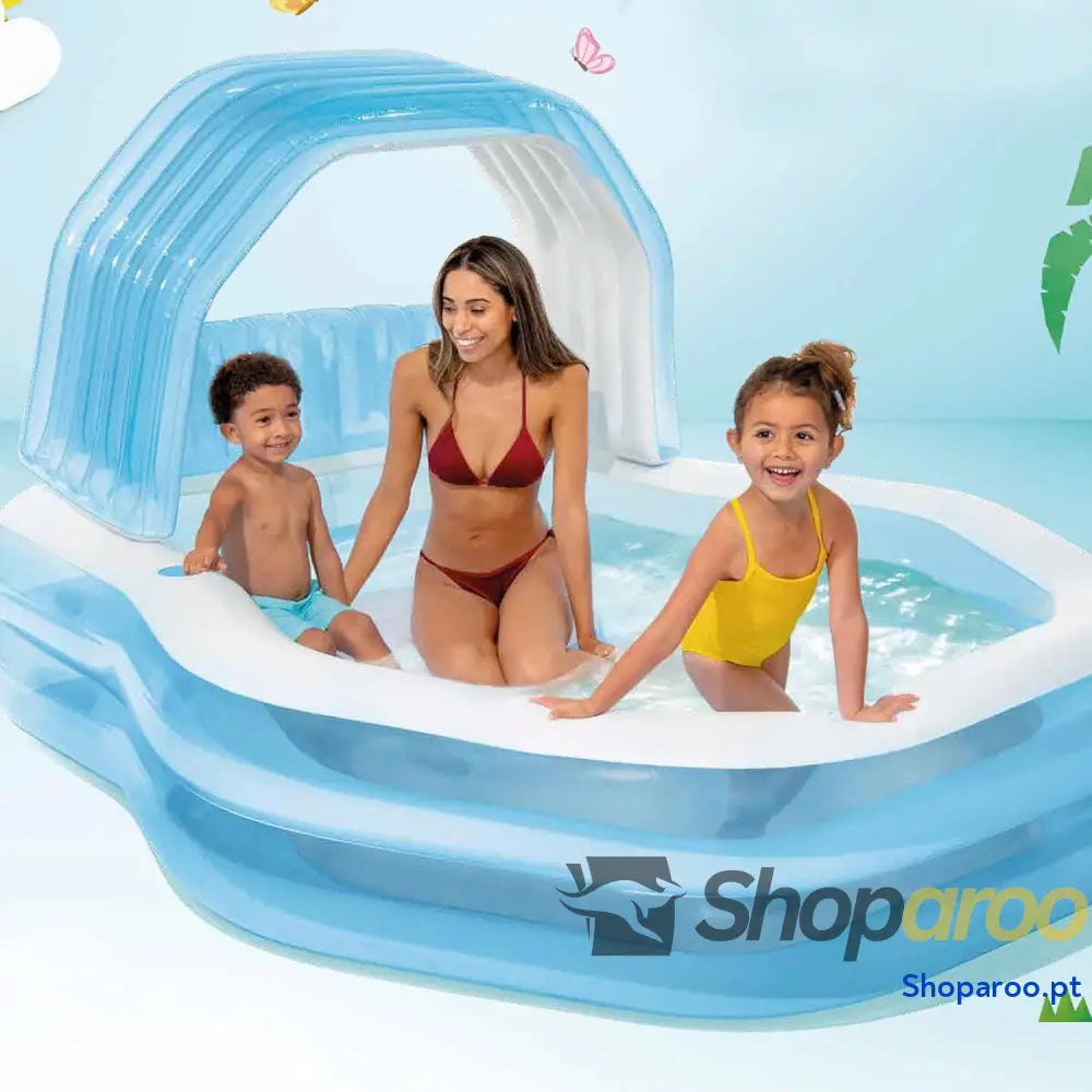 Intex Piscina insuflável infantil com toldo removível piscina para crianças a partir dos 3 anos inclui 2 suportes