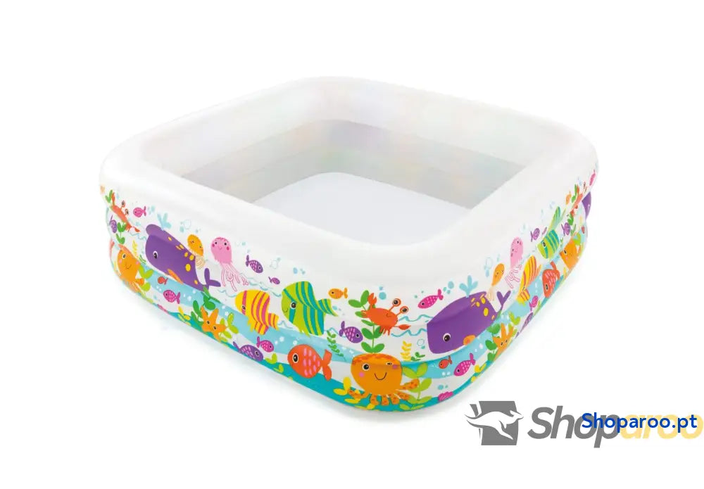 Intex Piscina insuflável para crianças 157 x 122 cm 295 litros com toldo removível design aquático tampa de ralo uso