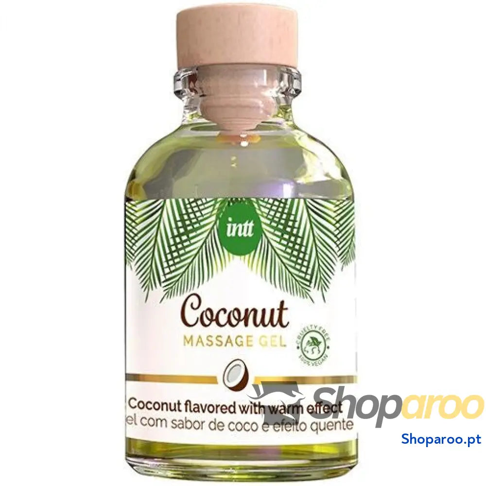 INTT GEL DE MASSAGEM VEGANO COM SABOR COCO E EFEITO AQUECEDOR