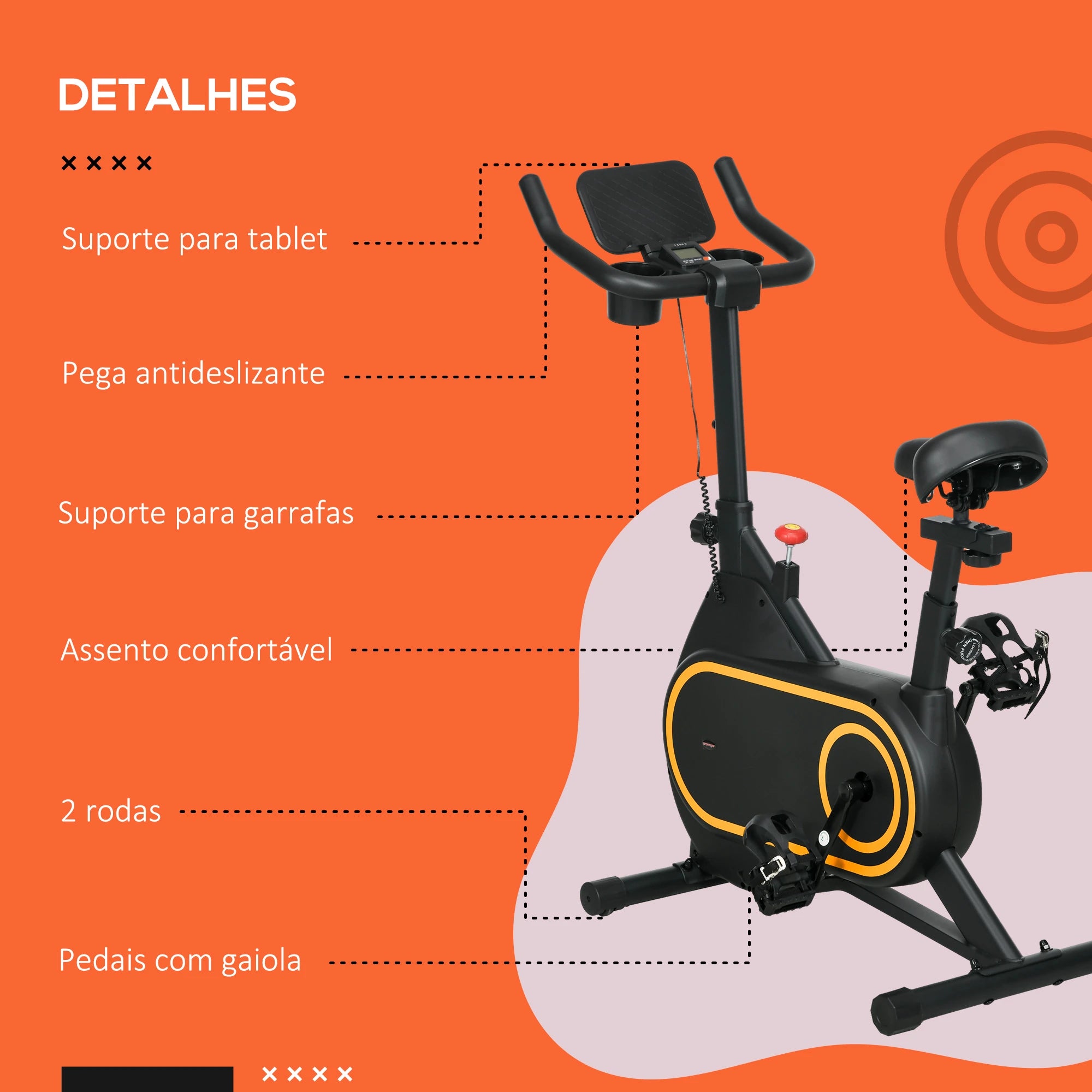 Bicicleta Estática com Resistência Ajustável e Ecrã LCD Preto