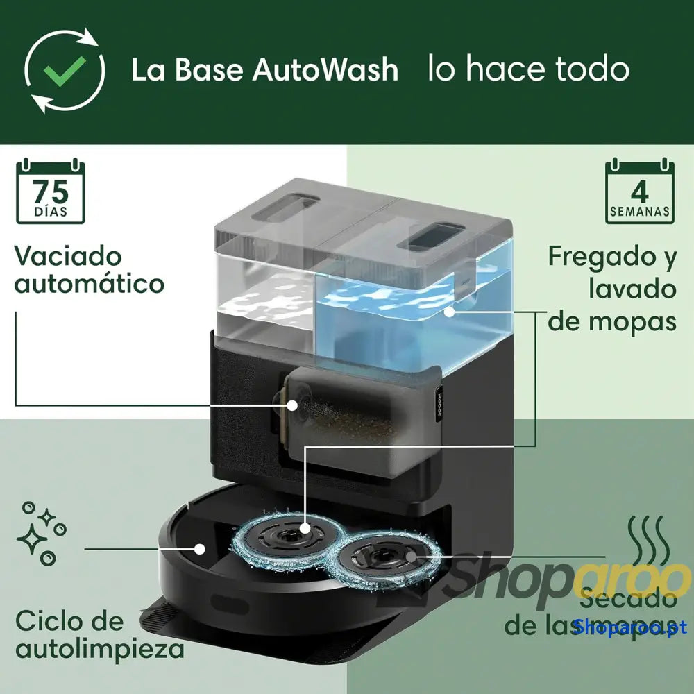 iRobot Roomba Plus 405 Combo com base AutoWash multifuncional e auto limpeza lavagem secagem manchas duplas eleváveis