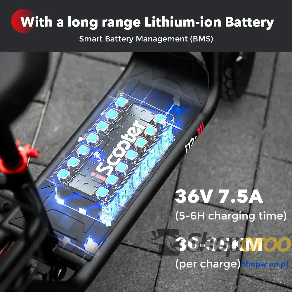 iScooter i12 Scooter Elétrico 36V 35km com Assento e Cesto