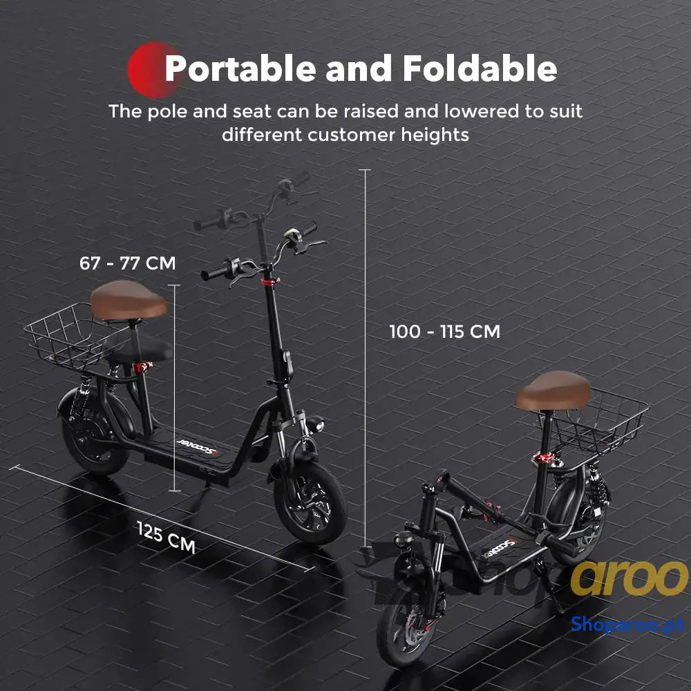 iScooter i12 Scooter Elétrico 36V 35km com Assento e Cesto