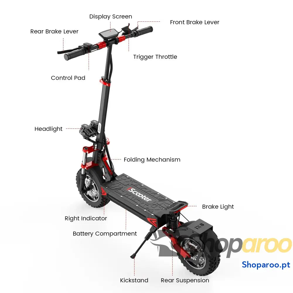 iScooter iX8 Scooter Elétrica com Dois Motores e Bateria de Longa Duração