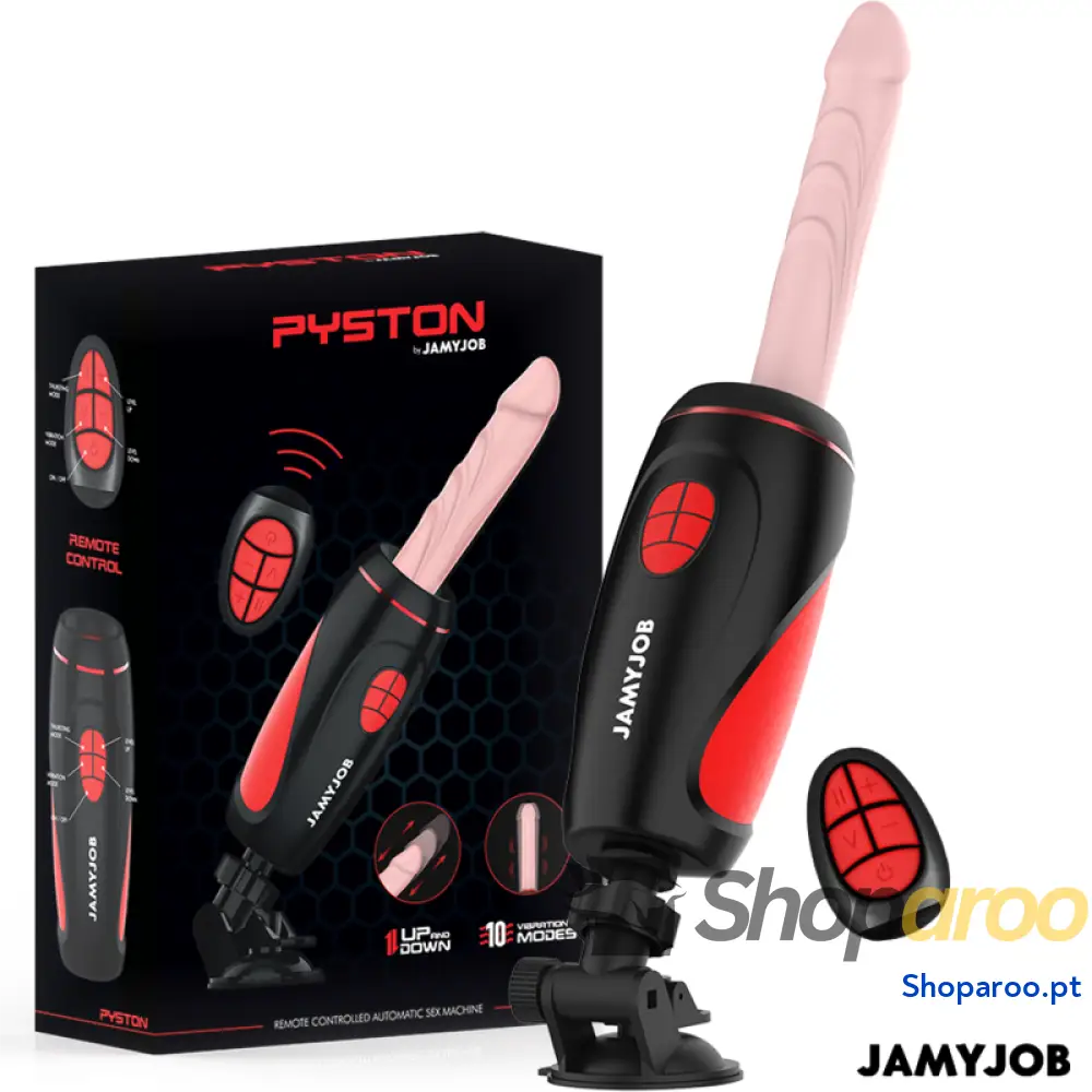 JAMYJOB MASTURBADOR AUTOMÁTICO BASE PYSTON COM DILDO DE CONTROLE REMOTO