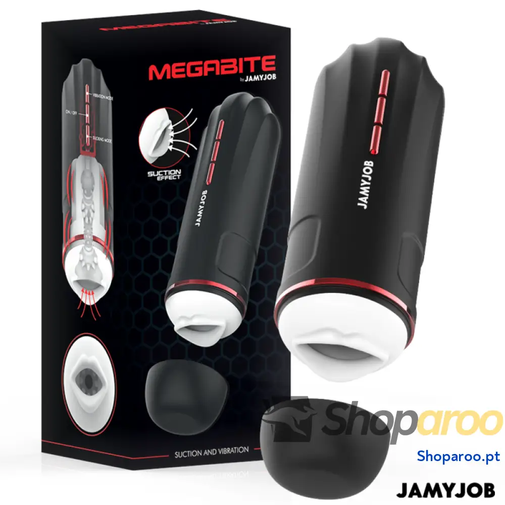 JAMYJOB - MASTURBADOR BOCAL AUTOMÁTICO MEGABITE 5 MODOS ESTIMULANDO ONDAS E VIBRAÇÃO