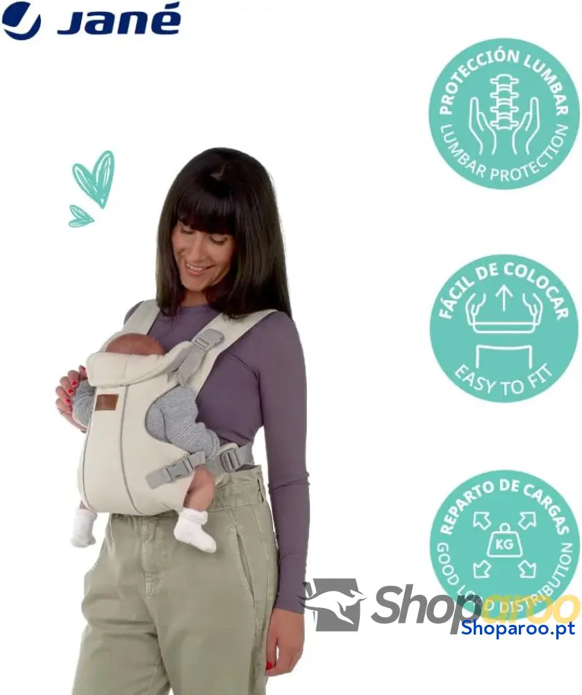 Mochila porta bebés ergonómica desde o nascimento até 15 kg 3 posições respirável e acolchoado cinzento sombra