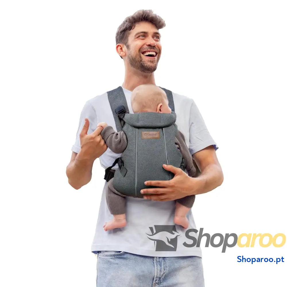 Mochila porta bebés ergonómica desde o nascimento até 15 kg 3 posições respirável e acolchoado cinzento sombra