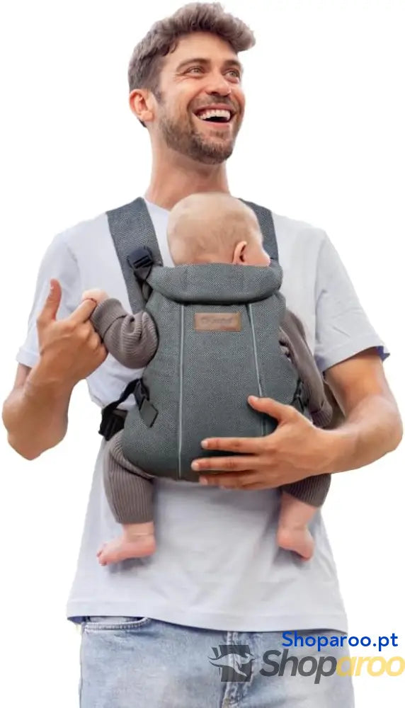Mochila porta bebés ergonómica desde o nascimento até 15 kg 3 posições respirável e acolchoado cinzento sombra