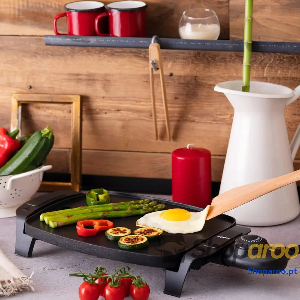 Grelhador anti aderente resistente a arranhões 1000 W medidas 28 x 22 cm fabricado em Espanha fácil de limpar bandeja