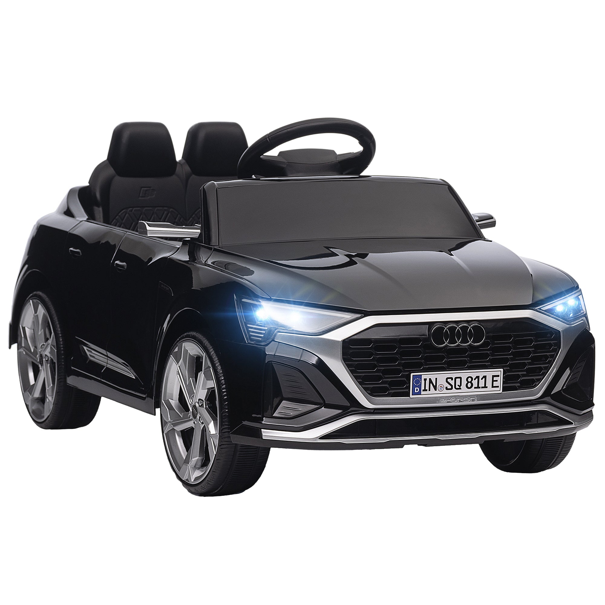 Carro Elétrico para Crianças Carro Audi Q8 Etron Sportback Infantil 12V Faróis Buzina e Música 98x49,5x43 cm Cinza