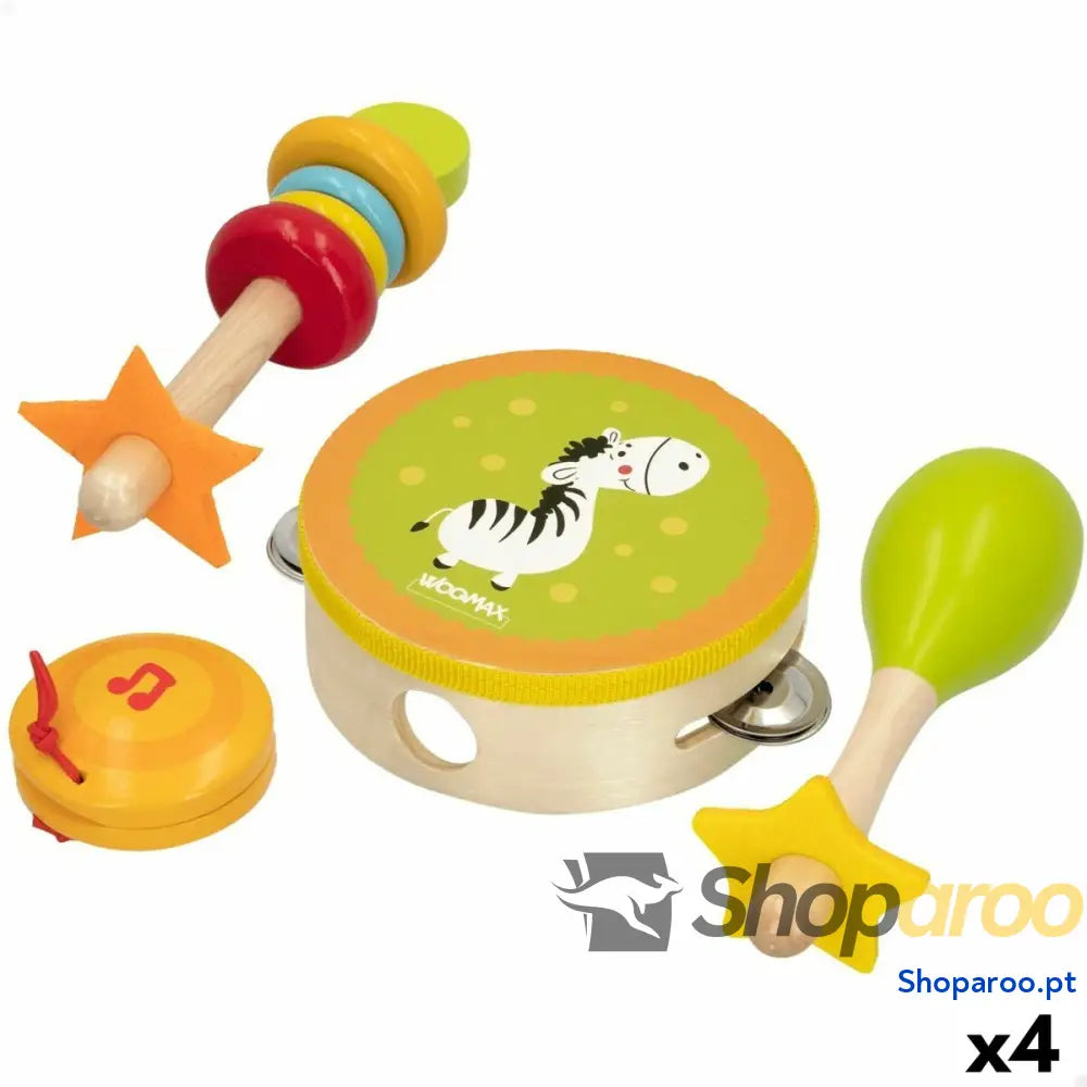 Jogo conjunto de instrumentos musicais Woomax Madeira 14,5 x 4,5 x 14,5 cm (4 Unidades)