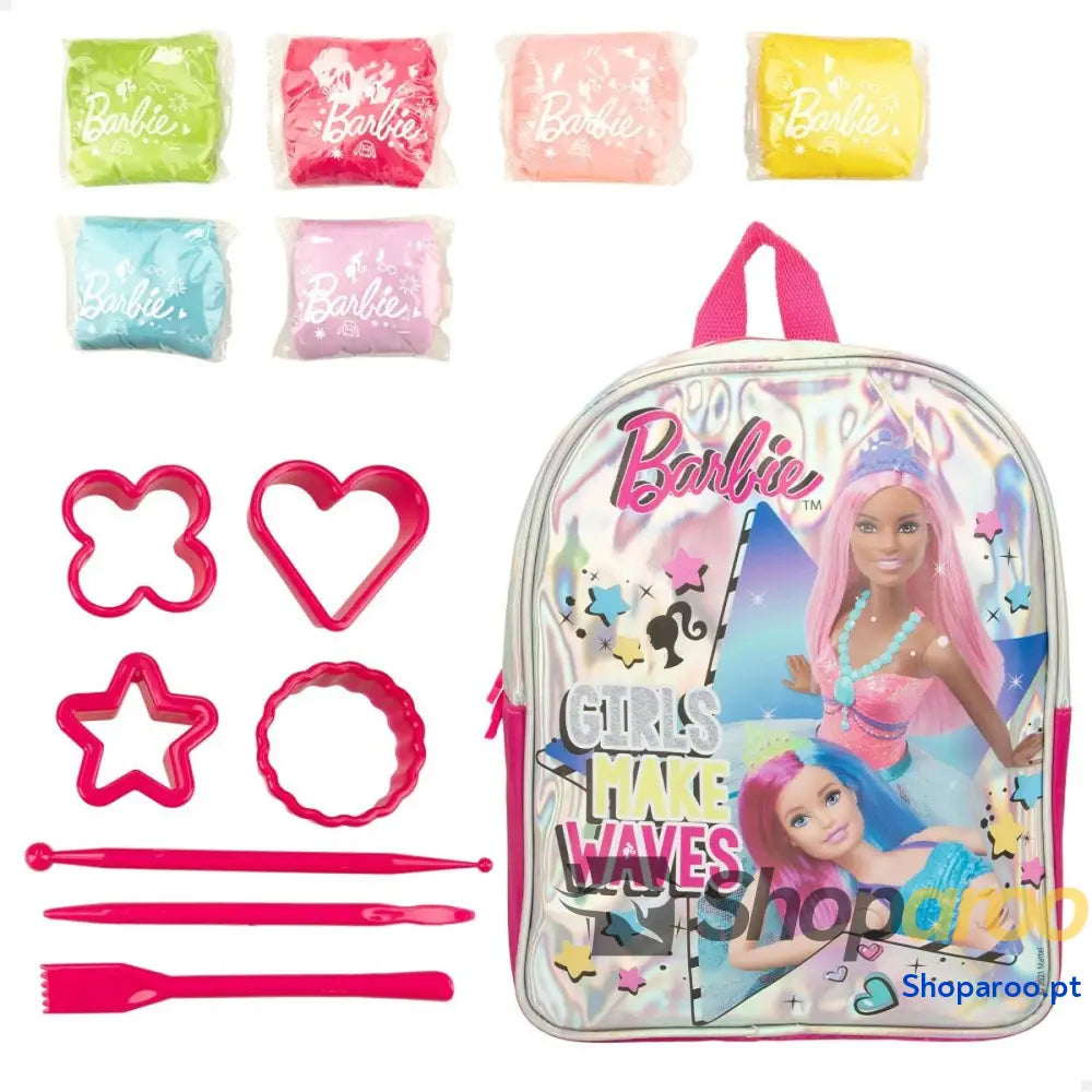 Jogo Criativo de Plasticina Barbie Fashion Mochila 14 Partes 600 g
